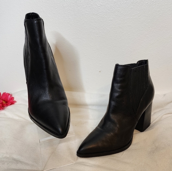 Marc Fisher Womens Ellard Pointy Toe Boots Ankle Booties Classic Leather Black - Picture 11 of 14